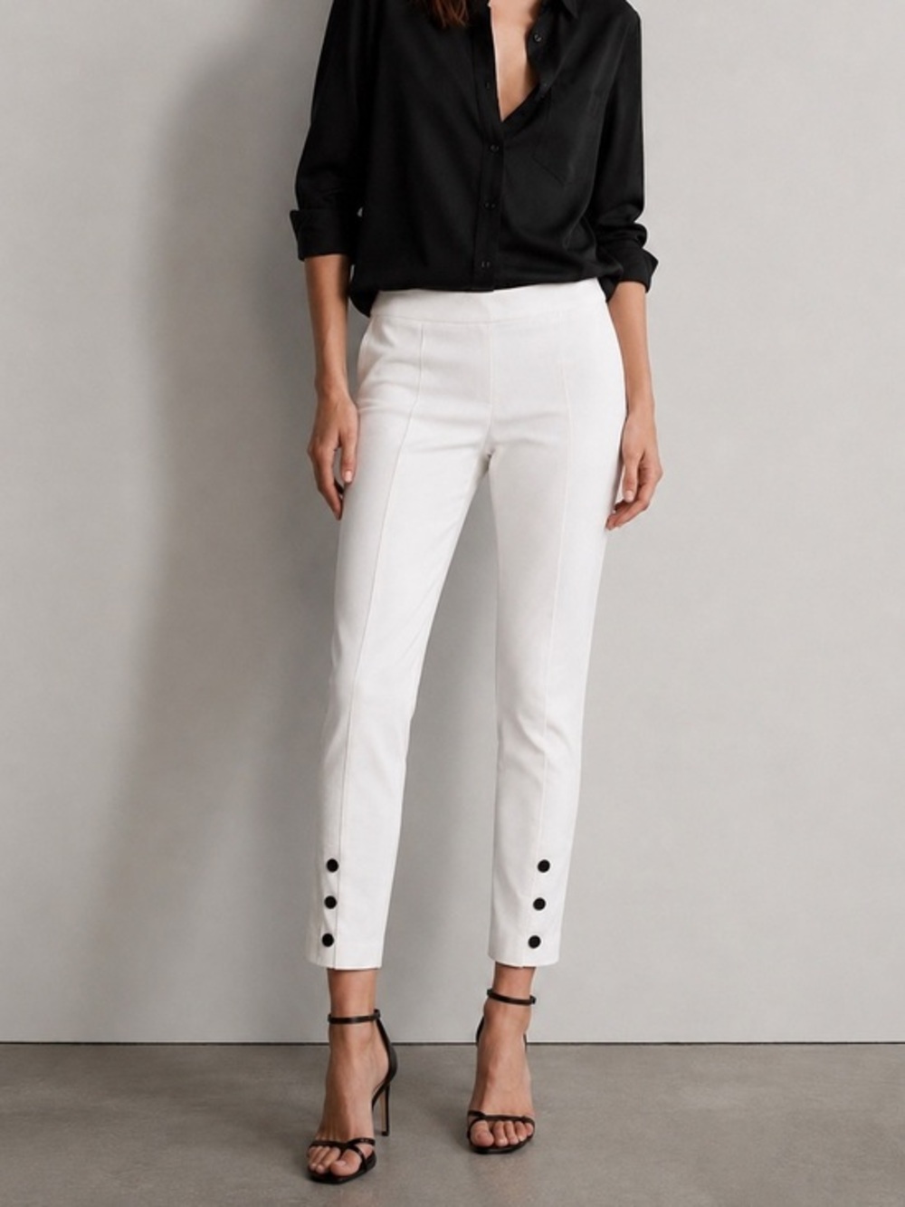 Rag & bone white snap front cropped pants